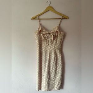 Light pink and white polka dot dress